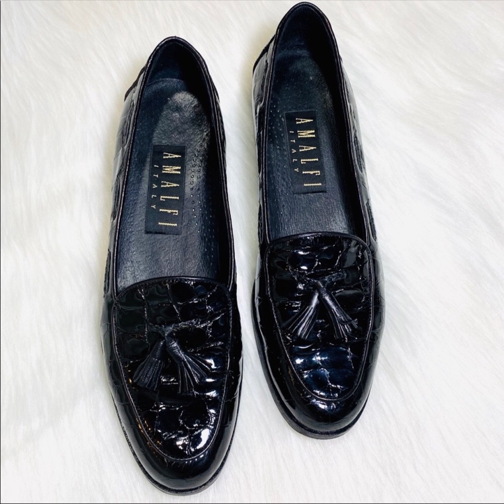 Vintage Amalfi Patent Leather Loafers Tassel Flats